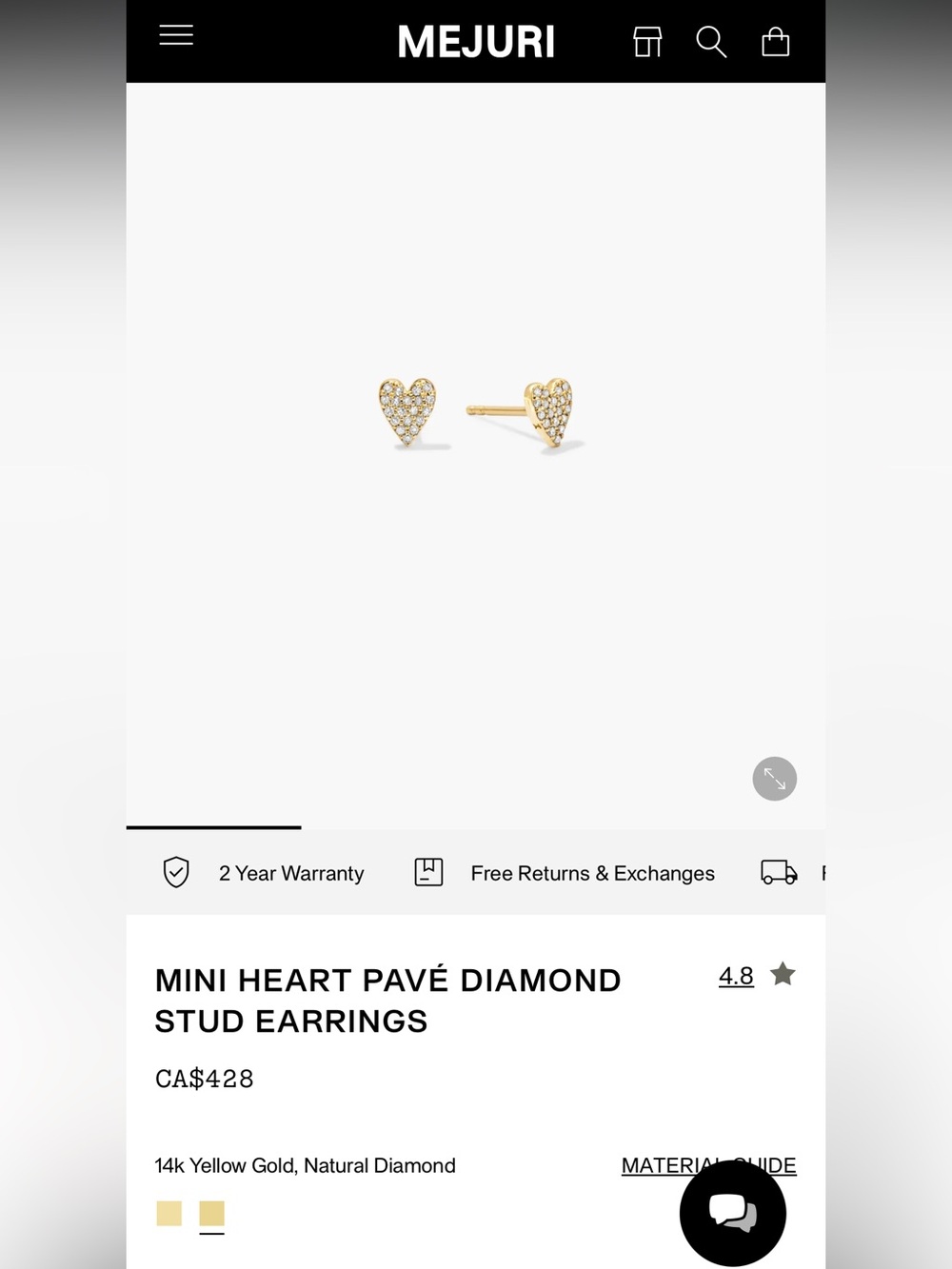 Mejuri Mini Heart Pavé Diamond Stud Earrings